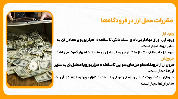 مقررات حمل ارز در فرودگاه ها